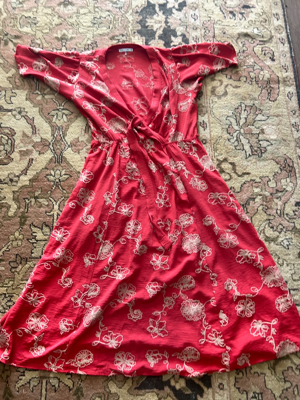 Red Floral Wrap Dress - Unbranded